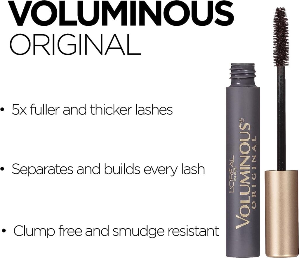 LOréal Paris Makeup Voluminous Original Volume Building Waterproof Mascara, Carbon Black, 0.23 Fl Oz