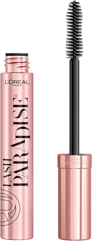 LOreal Paris Voluminous Makeup Lash Paradise Mascara, Voluptuous Volume, Intense Length, Feathery Soft Full Lashes, No Flaking, No Smudging, No Clumping, Blackest Black, 1 Count, Packaging May Vary