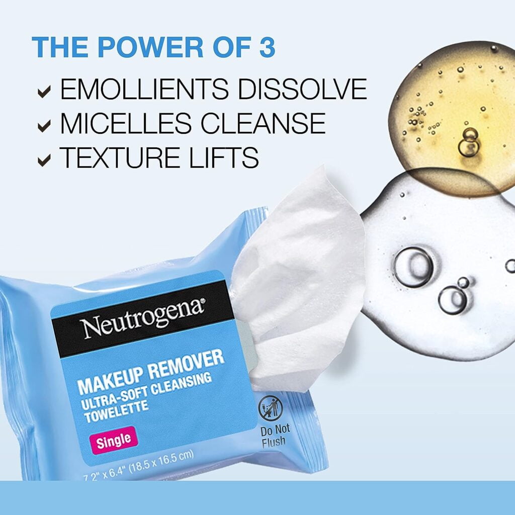 Neutrogena Makeup Remover Wipes Singles, Daily Facial Cleanser Towelettes, Gently Removes Oil  Makeup, Alcohol-Free Makeup Wipes, Individually Wrapped, 20 ct